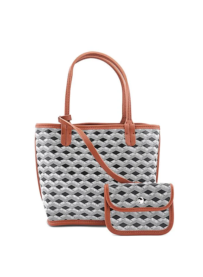 Cuple Women’s Patterned Shoulder Tote Bag with Mini Pouch